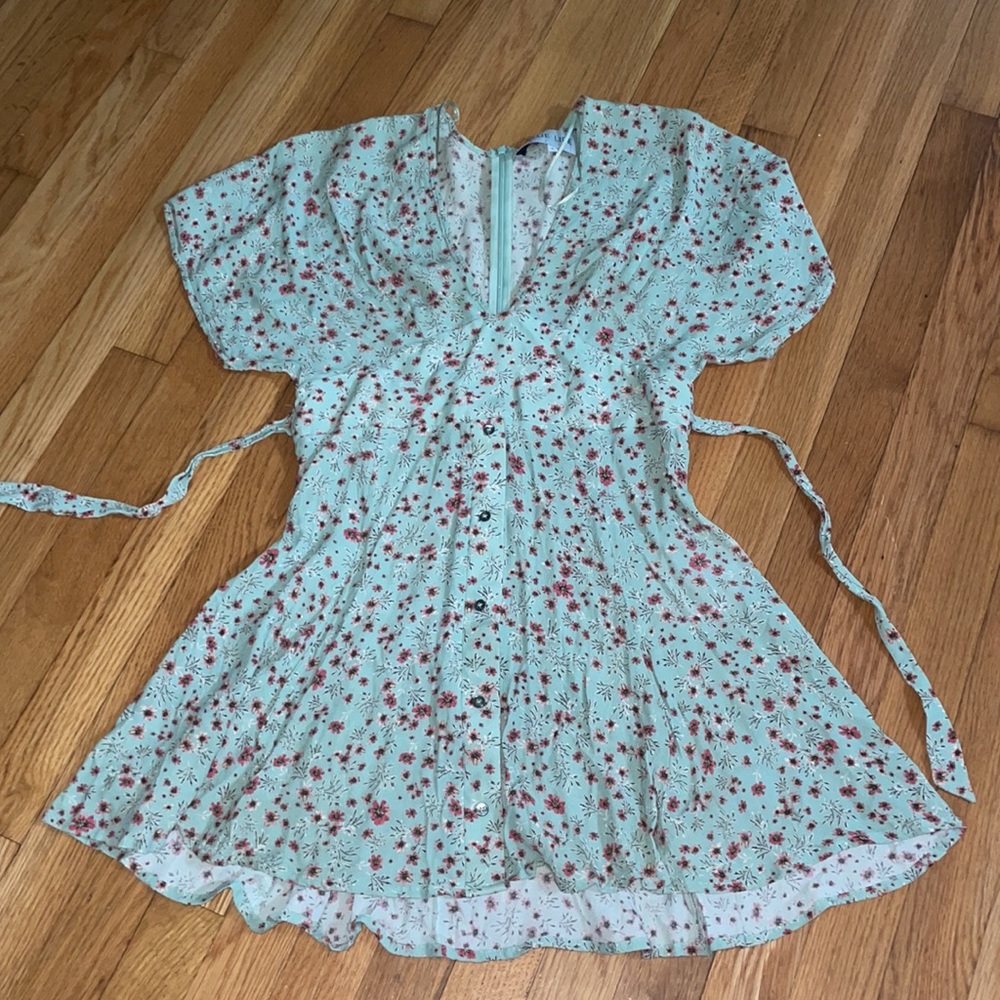 Blue life blue and pink floral hill house map mini dress